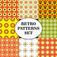 Retro vector seamless patterns collection Set of bright floral ornaments