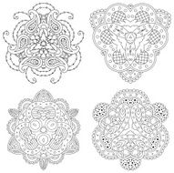 Set of four black and white mandalas N3