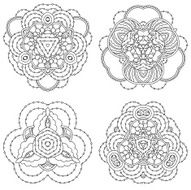 Set of four black and white mandalas N4