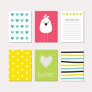 Set of cute creative cards