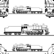 seamless pattern of a steam locomotive