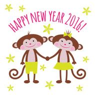 Greeting card with a year of the monkey 2016 N2