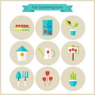 Flat Gardening and Flowers Icons Set
