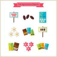 Flat Flower Agriculture Objects Set N2