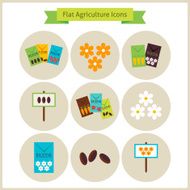 Flat Agriculture and Flowers Icons Set