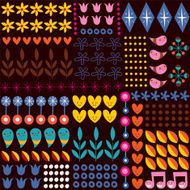 nature hearts flowers dots fun characters seamless pattern