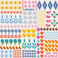 nature hearts flowers dots fun characters seamless pattern N2