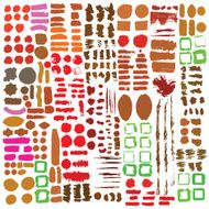 Big Set of brushes ink design elements Hand-drawn with watercolor N3