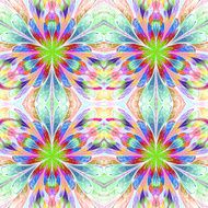 Multicolored symmetrical pattern in stained-glass window style N3