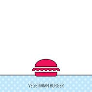 Vegetarian burger icon Fast food sign N5