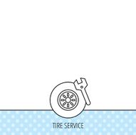 Tire service icon Wheel and wrench key sign N3