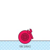 Tire service icon Wheel and wrench key sign N4