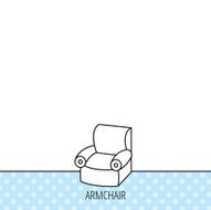 Armchair icon Comfortable furniture sign N4