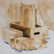 Original watercolour a collection of boxes and packets