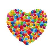 Color Glossy Balloons Heart Background Vector Illustration N4