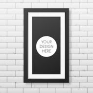 Realistic black frame on the brick wall background N2