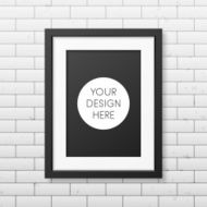 Realistic black frame A4 on the brick wall background N2