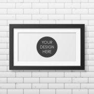 Realistic black frame on the brick wall background N3