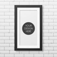 Realistic black frame on the brick wall background N4