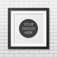 Realistic square black frame on the brick wall background N2