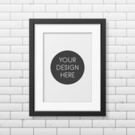 Realistic black frame A4 on the brick wall background N4