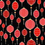 Vector semless pattern of chinese lanterns isolated on black background N2