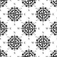 Nautical compass black and white seamless pattern