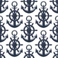 Nautical anchors and helms seamless pattern
