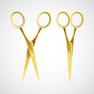 Gold scissors isolated in white background Vector illustration N2