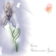 Digital watercolor vector flower iris