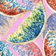 Seamless pattern with sliced slices citrus Watercolor illustration
