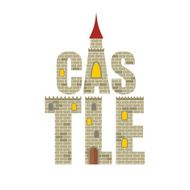 Castle with Red Tower Letters from the stones Vector illustra