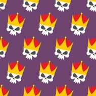 Skull Crown Seamless pattern Vector background head skeleton N2