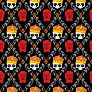 Skull Crown and boxing gloves with Baroque elements seamless pat