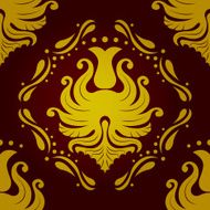 Seamless retro vintage victorial baroque wallpaper in red and golden