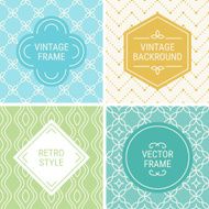 Set of vintage frames on mono line seamless background