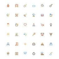 Summer color line set icons