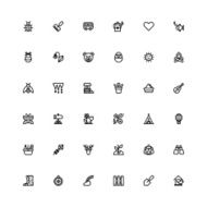 Summer black line set icons