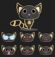 cute cartoon black cat Illustration