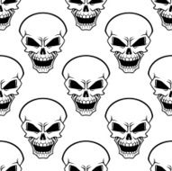Aggressive skulls seamless pattern background
