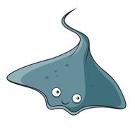Cartoon funny tropical stingray character