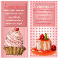 sweet cakes on color background N2