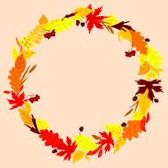 Autumn frame with leaves herbs and acorns N2