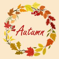 Autumn leaves and flowers wreath