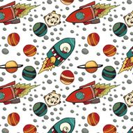 Space pattern with planets and ships