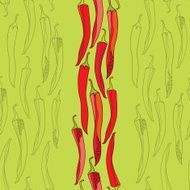 Seamless pattern with red chili peppers