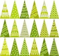 Spruce trees green new year pattern triangles geometric background seamless