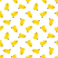 Seamless pattern with yellow chickens Baby background