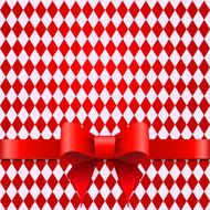 Red ribbon with bow on a rhombus background Gift wrap