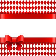Red ribbon with bow on a rhombus background